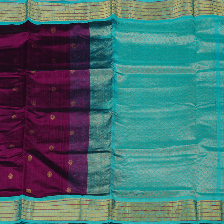 Hayagrivas Handloom Korvai  Silk Cotton Saree in Dark Purple KBD2183C1-5