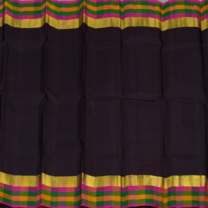 Hayagrivas Black Handloom Kanjivaram Silk Saree with Multi Colour Checks Border KBD2185C1-9