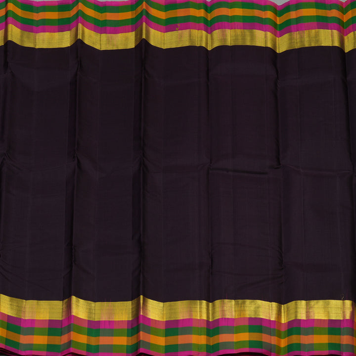 Hayagrivas Black Handloom Kanjivaram Silk Saree with Multi Colour Checks Border KBD2185C1-9