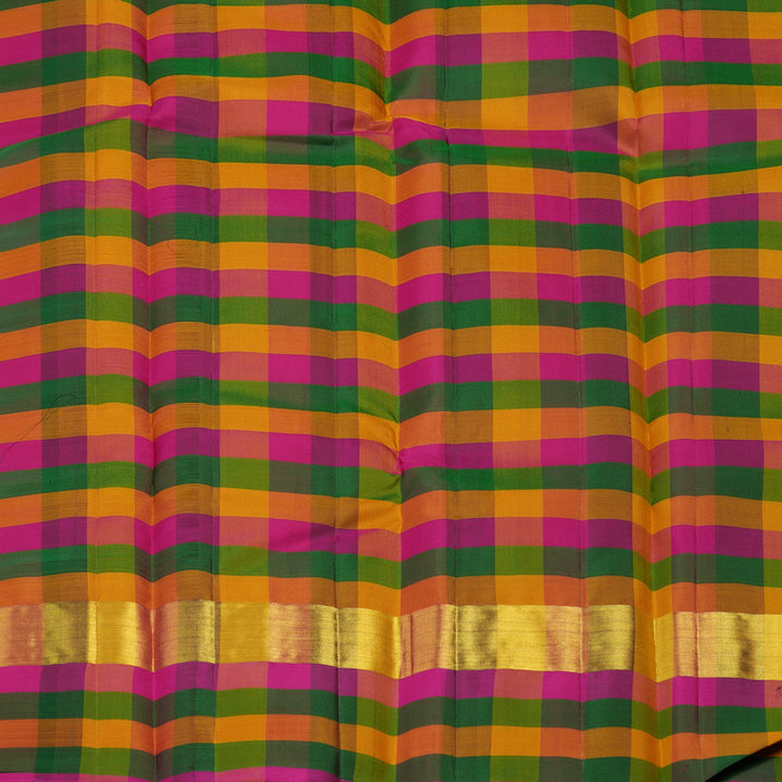 Hayagrivas Black Handloom Kanjivaram Silk Saree with Multi Colour Checks Border KBD2185C1-9