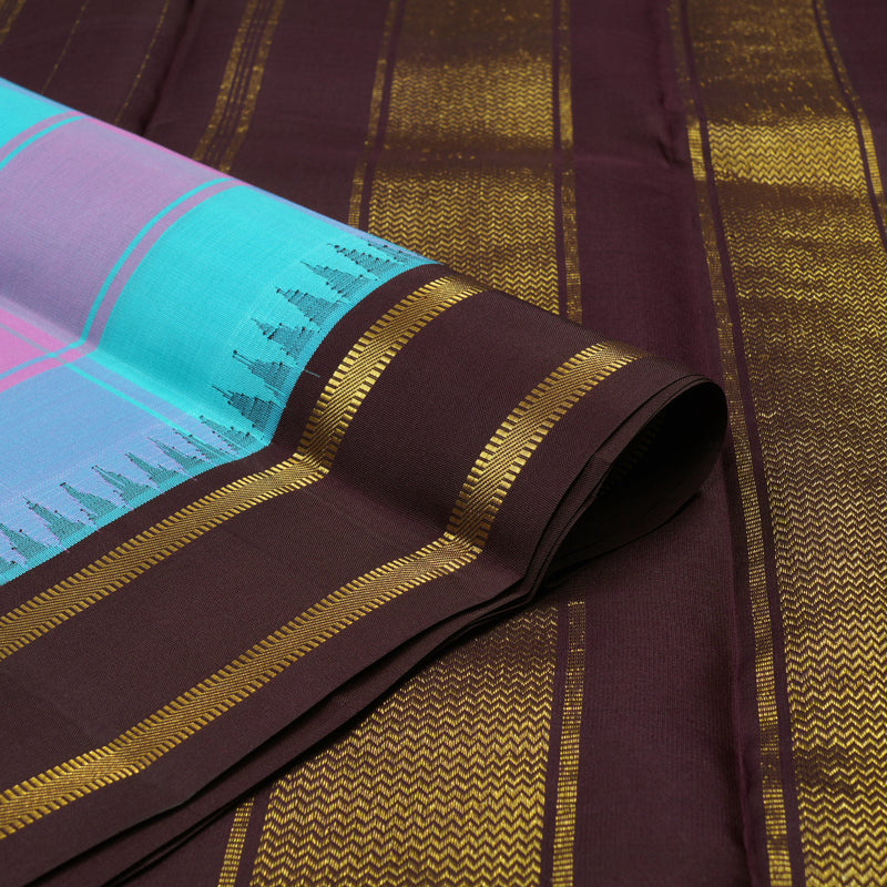 Hayagrivas Handloom Multicolour Checks Kanjivaram Silk Saree with Nagapazham Border KBD2185C2-6