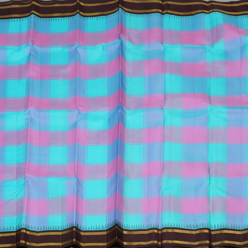 Hayagrivas Handloom Multicolour Checks Kanjivaram Silk Saree with Nagapazham Border KBD2185C2-6
