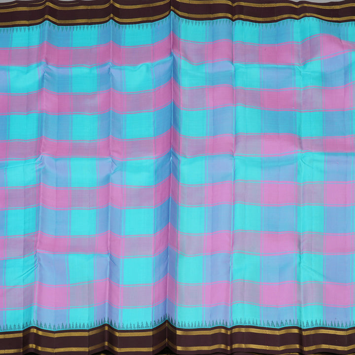 Hayagrivas Handloom Multicolour Checks Kanjivaram Silk Saree with Nagapazham Border KBD2185C2-6