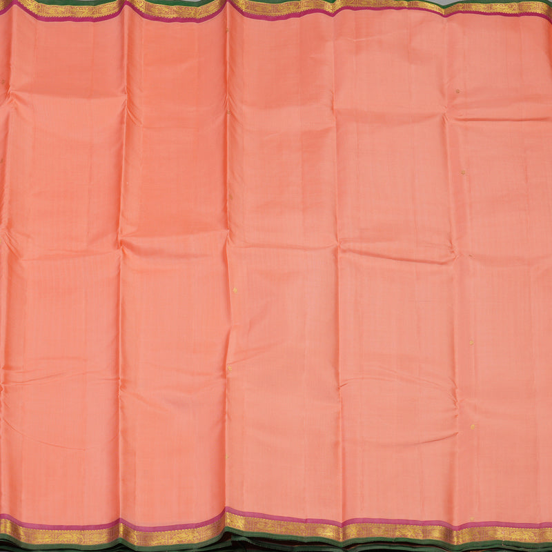 Hayagrivas Peach Pink Handloom Kanjivaram Silk Saree with Onion Pink Border KBD2185C3-3