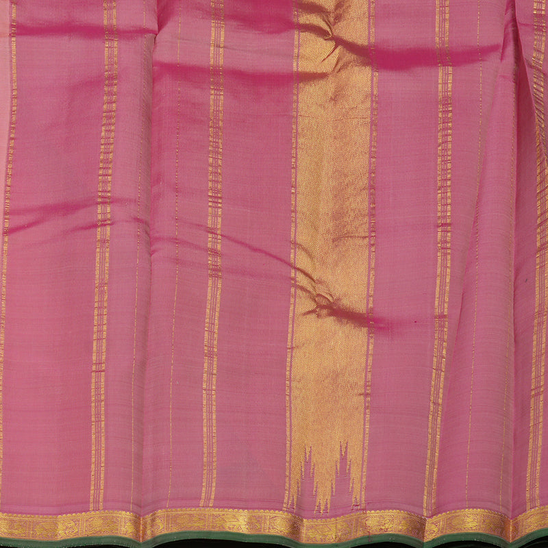 Hayagrivas Peach Pink Handloom Kanjivaram Silk Saree with Onion Pink Border KBD2185C3-3