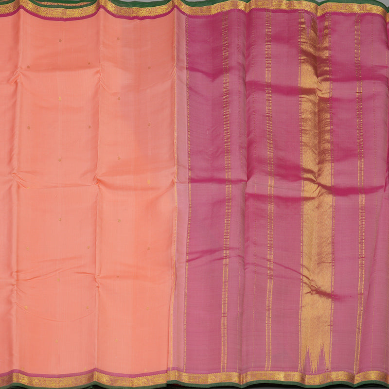Hayagrivas Peach Pink Handloom Kanjivaram Silk Saree with Onion Pink Border KBD2185C3-3