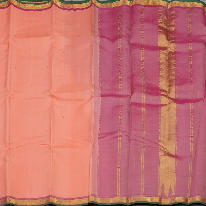 Hayagrivas Peach Pink Handloom Kanjivaram Silk Saree with Onion Pink Border KBD2185C3-3