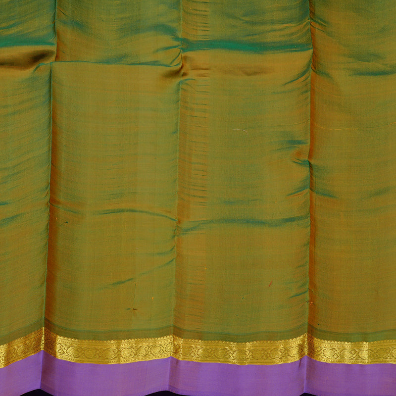 Hayagrivas Mango Yellow Handloom Kanjivaram Silk Saree with Purple Border KBD2185C3-4