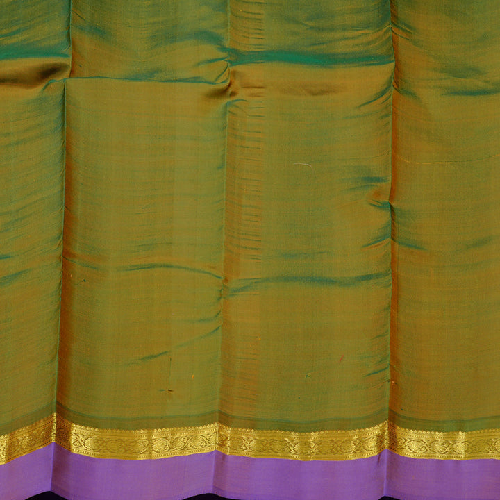 Hayagrivas Mango Yellow Handloom Kanjivaram Silk Saree with Purple Border KBD2185C3-4