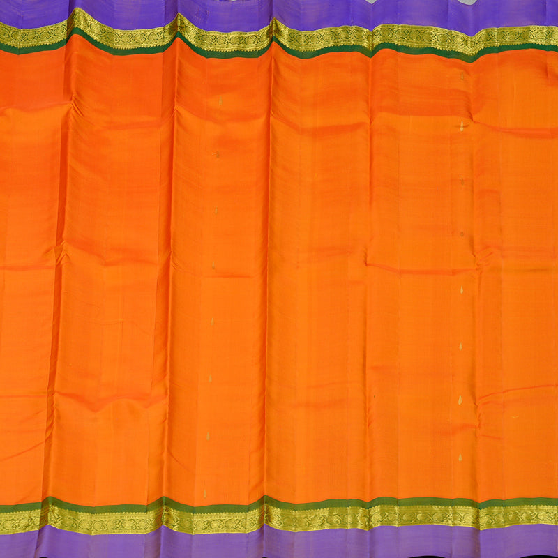 Hayagrivas Mango Yellow Handloom Kanjivaram Silk Saree with Purple Border KBD2185C3-4