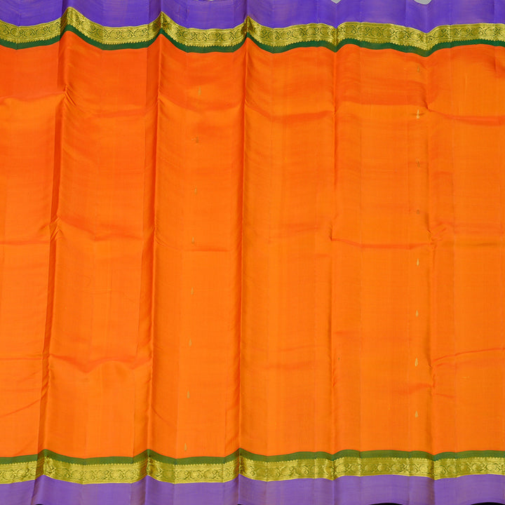 Hayagrivas Mango Yellow Handloom Kanjivaram Silk Saree with Purple Border KBD2185C3-4