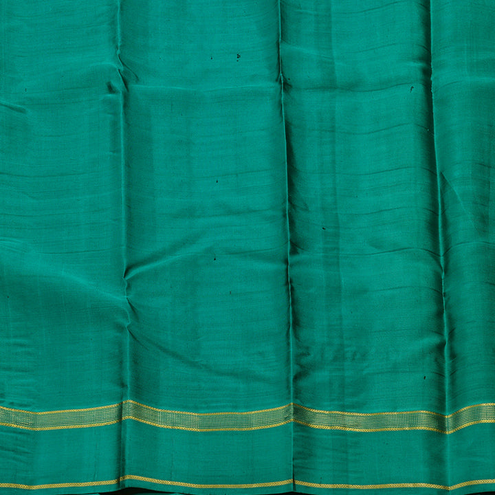 Hayagrivas Blue Handloom Kanjivaram Silk Saree with Teal Green Border KBD2185C4-3