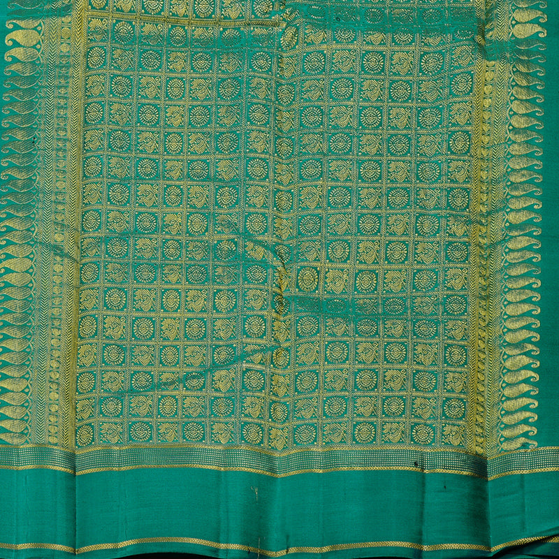 Hayagrivas Blue Handloom Kanjivaram Silk Saree with Teal Green Border KBD2185C4-3