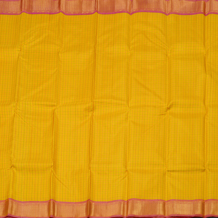 Hayagrivas Yellow Handloom Kanjivaram Silk Saree with Dual Tone (Pink With Yellow) Border KBD2185C5-2
