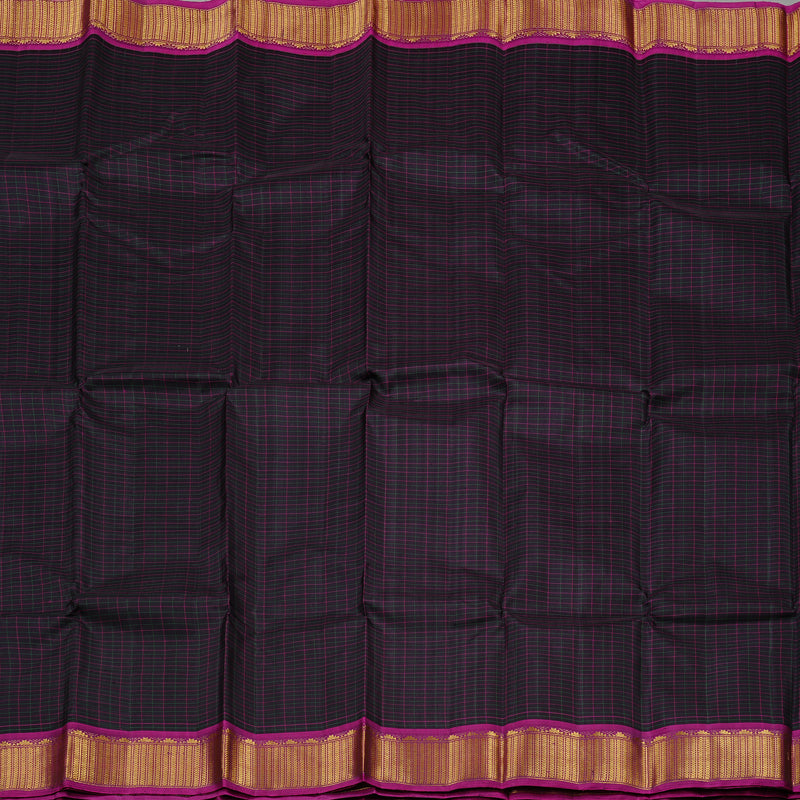 Hayagrivas Black Handloom Kanjivaram Silk Saree with Purple Border KBD2185C5-3