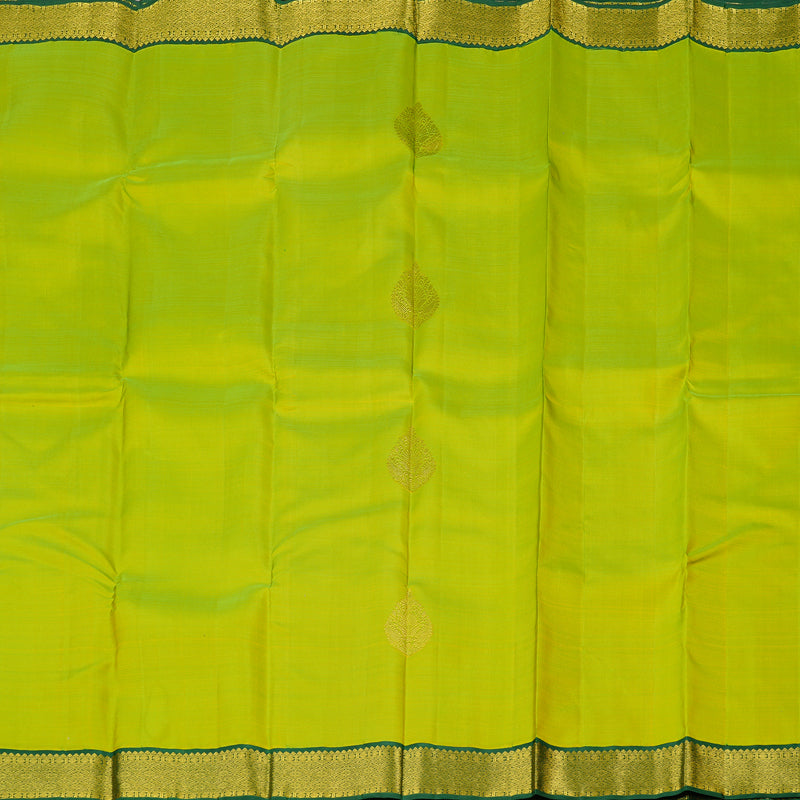 Hayagrivas Fluorescent Green Handloom Kanjivaram Silk Saree with Bottle Green Border KBD2185C7-2