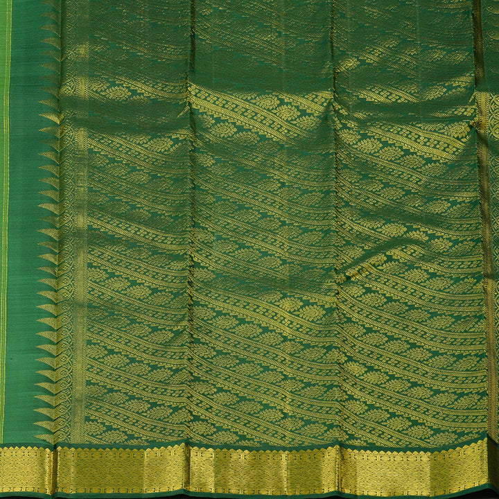 Hayagrivas Fluorescent Green Handloom Kanjivaram Silk Saree with Bottle Green Border KBD2185C7-2