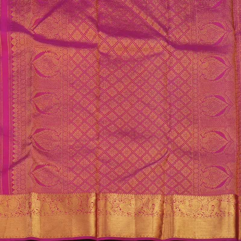 Hayagrivas Handloom Pink & Red Checks Kanjivaram Silk Saree KBD2185C9-2
