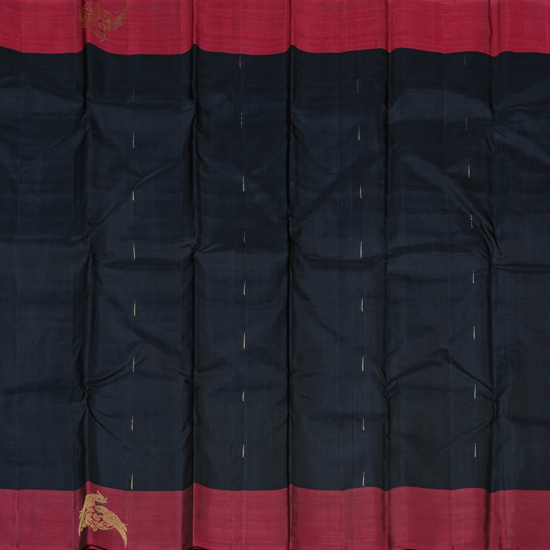 Hayagrivas Black Handloom Kanjivaram Silk Saree with Wine Maroon Border KBD2186C1-1