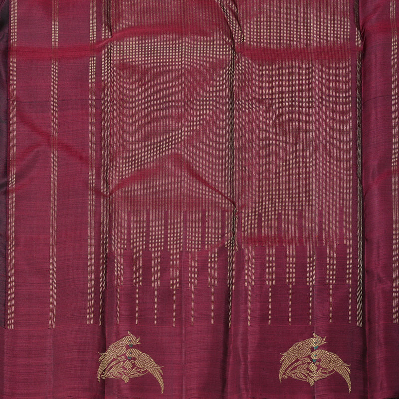Hayagrivas Black Handloom Kanjivaram Silk Saree with Wine Maroon Border KBD2186C1-1