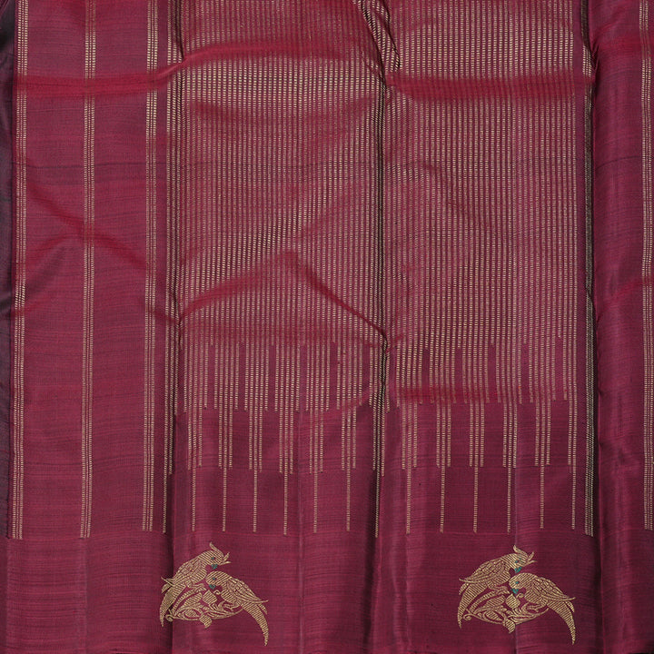 Hayagrivas Black Handloom Kanjivaram Silk Saree with Wine Maroon Border KBD2186C1-1