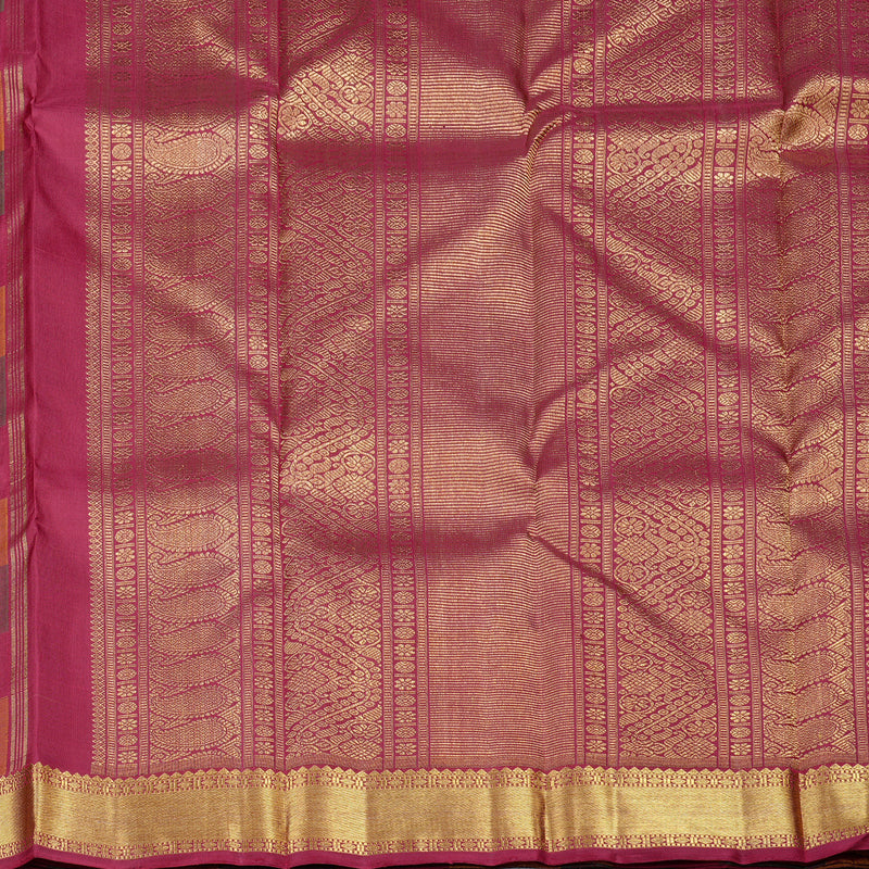 Hayagrivas Multi Colour Checks Handloom Kanjivaram Silk Saree KBD2187C1-1