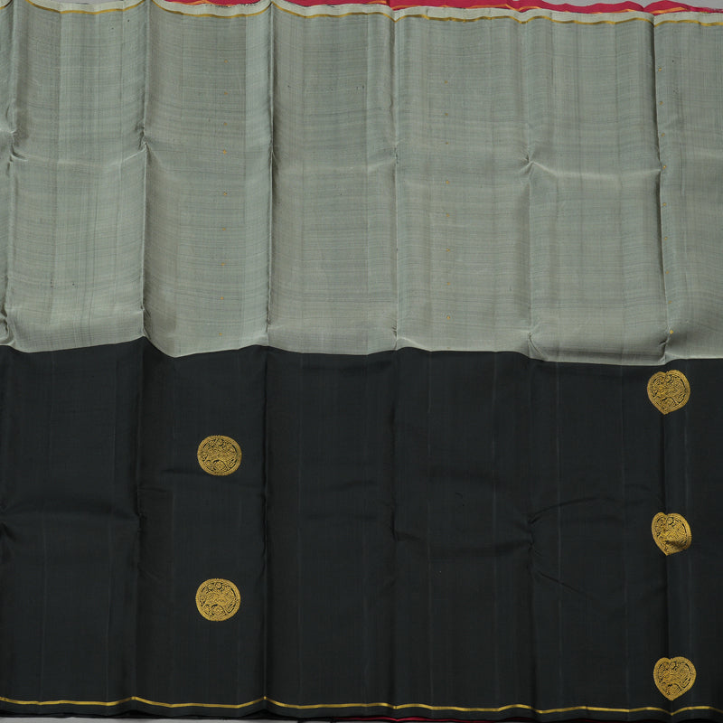 Hayagrivas Grey And Black Handloom Kanjivaram Silk Saree KBD2193C1-1