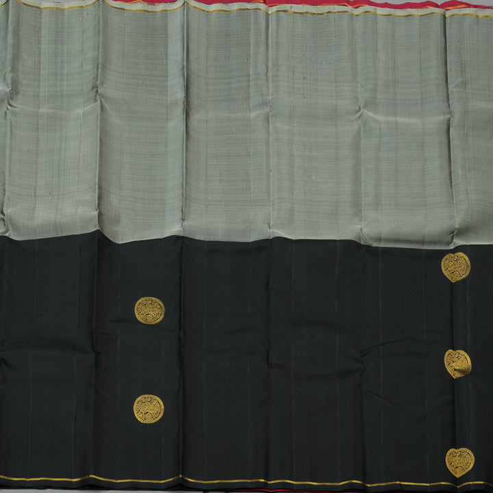 Hayagrivas Grey And Black Handloom Kanjivaram Silk Saree KBD2193C1-1