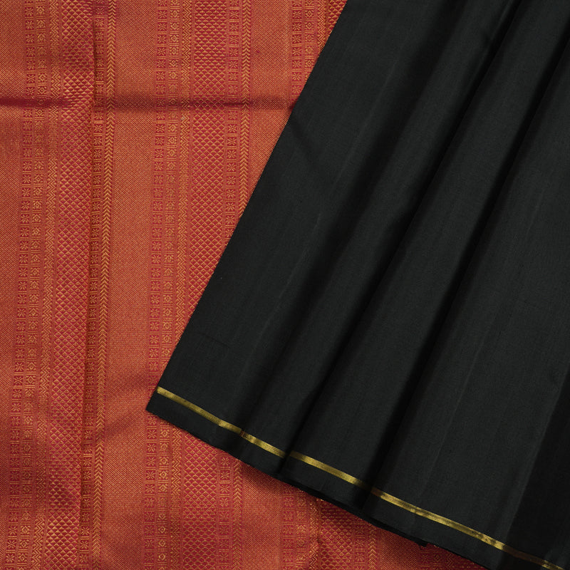 Hayagrivas Grey And Black Handloom Kanjivaram Silk Saree KBD2193C1-1