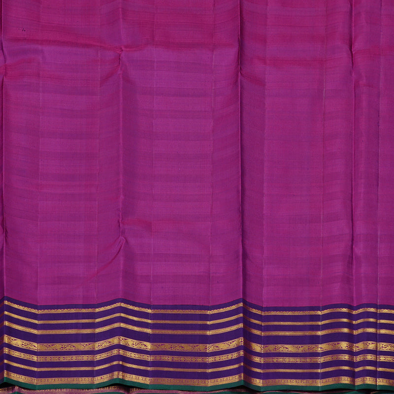 Hayagrivas Multi Colour Checks Handloom Kanjivaram Silk Saree with Purplish Blue Border KBD2193C8-1