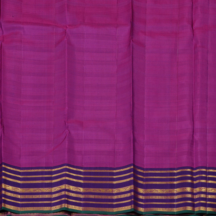 Hayagrivas Multi Colour Checks Handloom Kanjivaram Silk Saree with Purplish Blue Border KBD2193C8-1