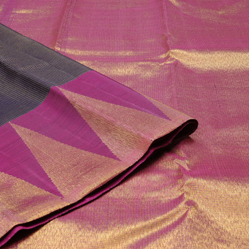 Hayagrivas Dark Blue Handloom Kanjivaram Silk Saree with Dark Purple Border KBD2194C1-1