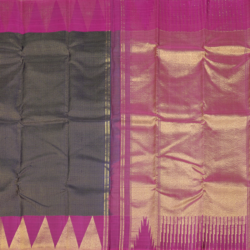 Hayagrivas Dark Blue Handloom Kanjivaram Silk Saree with Dark Purple Border KBD2194C1-1