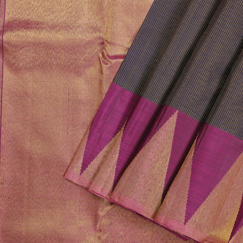 Hayagrivas Dark Blue Handloom Kanjivaram Silk Saree with Dark Purple Border KBD2194C1-1