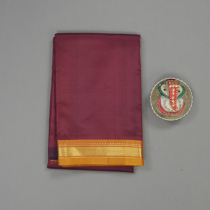 Hayagrivas Handloom Araku Maroon Kanjivaram Silk Saree with Golden Orange Border KBD2197C1-5