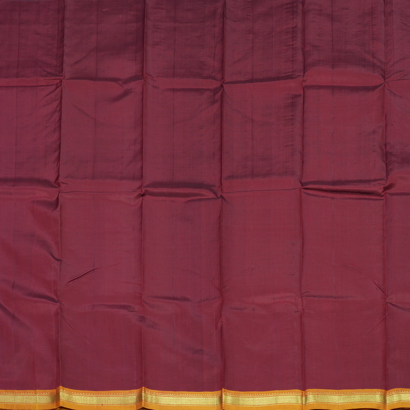 Hayagrivas Handloom Araku Maroon Kanjivaram Silk Saree with Golden Orange Border KBD2197C1-5