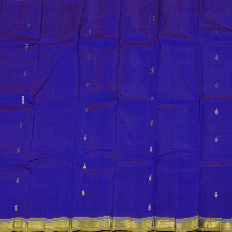 Hayagrivas Blue Handloom Kanjivaram Silk Saree with Dual Tone (Yellow With Blue) Border KBD2197C3-5