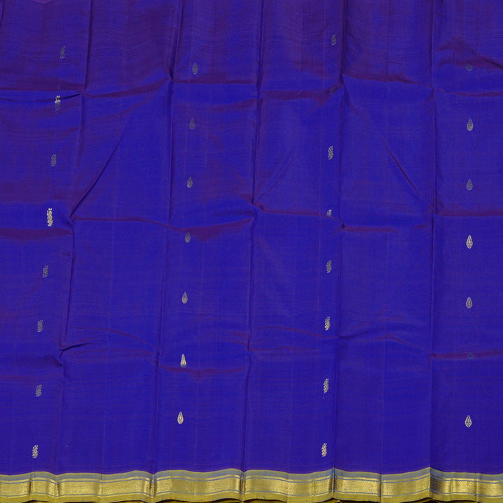Hayagrivas Blue Handloom Kanjivaram Silk Saree with Dual Tone (Yellow With Blue) Border KBD2197C3-5