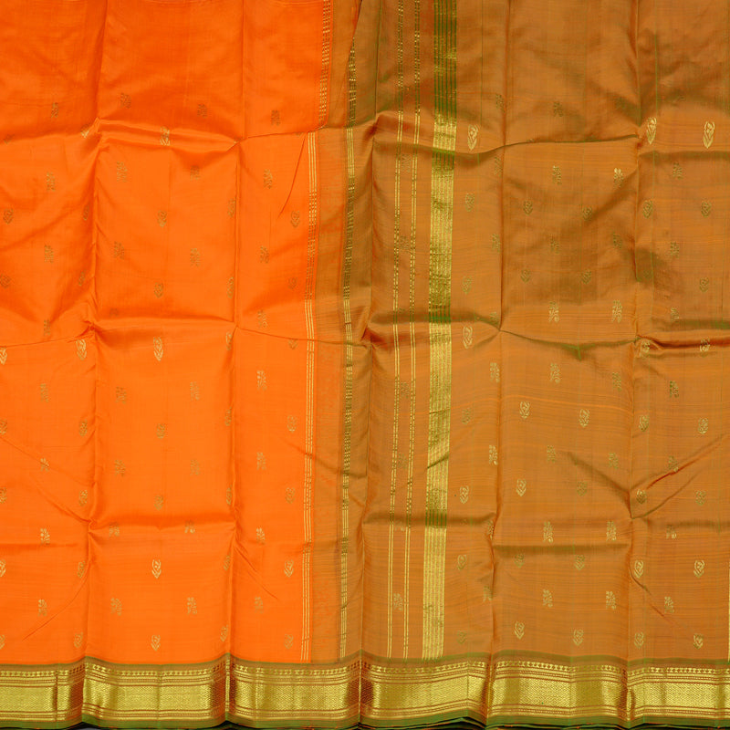 Hayagrivas Orange Handloom Kanjivaram Silk Saree with Mandhalir Border KBD2197C6-13