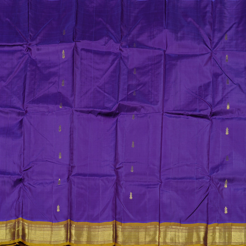 Hayagrivas Purplish Blue Handloom Kanjivaram Silk Saree with Honey Yellow Border KBD2197C6-19