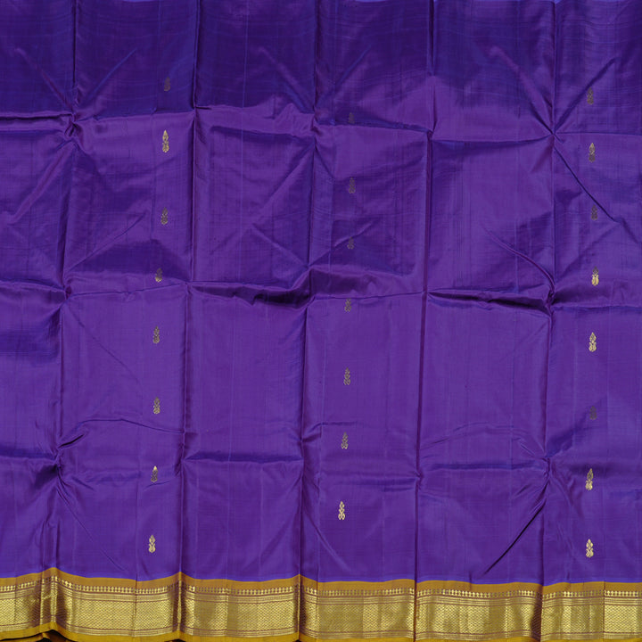 Hayagrivas Purplish Blue Handloom Kanjivaram Silk Saree with Honey Yellow Border KBD2197C6-19