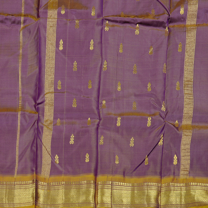 Hayagrivas Purplish Blue Handloom Kanjivaram Silk Saree with Honey Yellow Border KBD2197C6-19