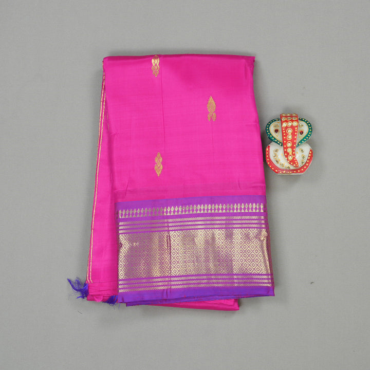 Hayagrivas Magenta Handloom Kanjivaram Silk Saree with Purple Border KBD2197C6-20