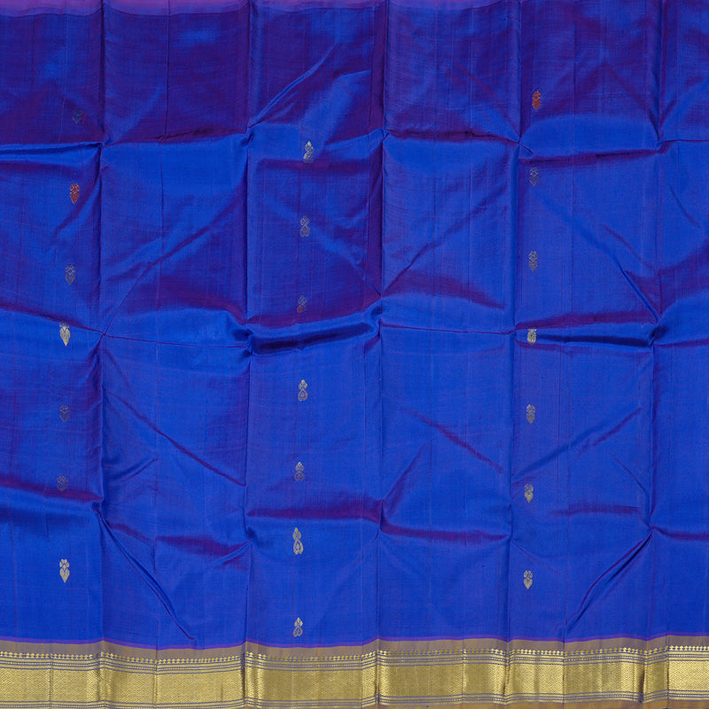 Hayagrivas Blue Handloom Kanjivaram Silk Saree with Honey Mustard Border KBD2197C6-22