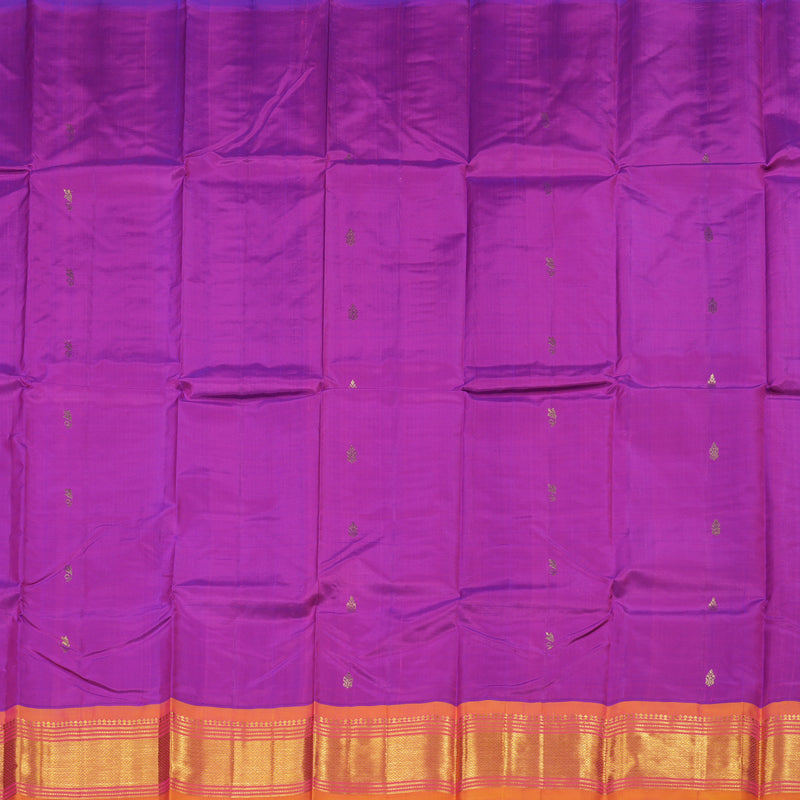 Hayagrivas Purple Handloom Kanjivaram Silk Saree with Dual Tone (Pink With Yellow) Border KBD2197C6-27