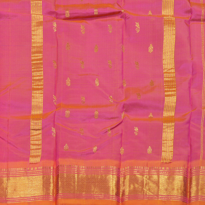 Hayagrivas Purple Handloom Kanjivaram Silk Saree with Dual Tone (Pink With Yellow) Border KBD2197C6-27