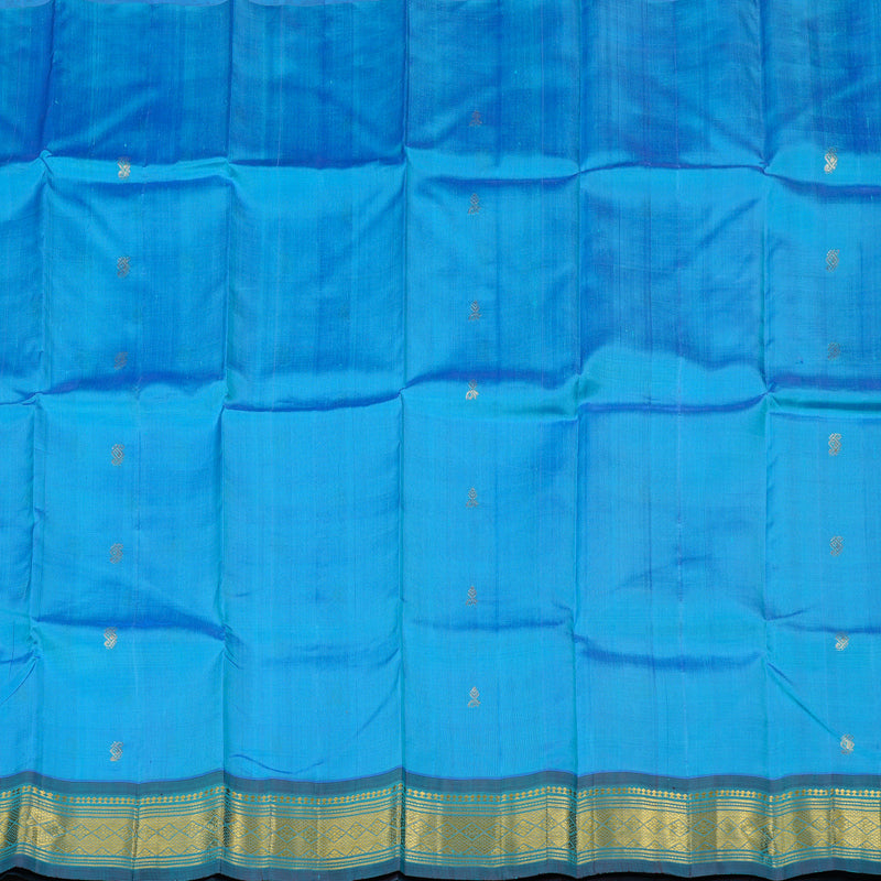 Hayagrivas Light Sky Blue Handloom Kanjivaram Silk Saree with Blue Border KBD2197C6-28