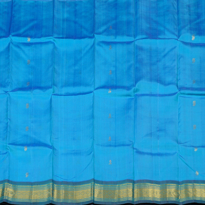 Hayagrivas Light Sky Blue Handloom Kanjivaram Silk Saree with Blue Border KBD2197C6-28