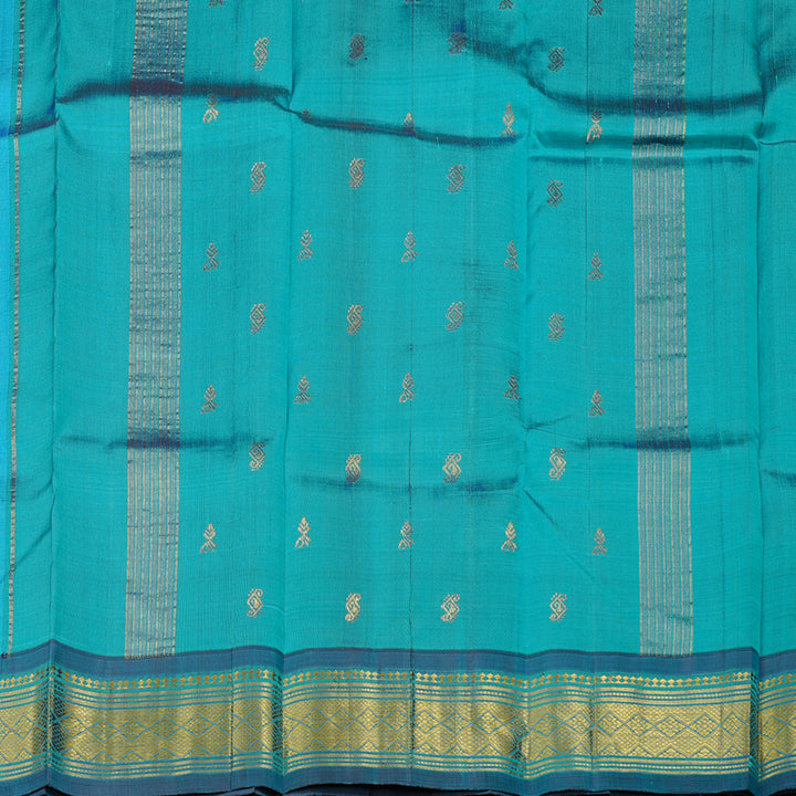 Hayagrivas Light Sky Blue Handloom Kanjivaram Silk Saree with Blue Border KBD2197C6-28