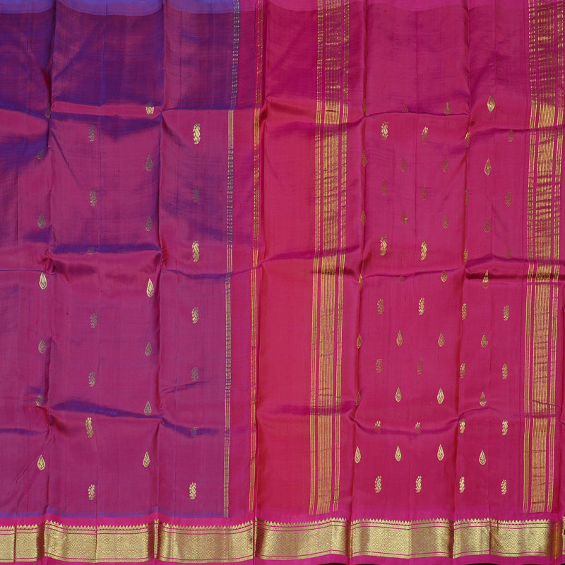 Hayagrivas Purple Handloom Kanjivaram Silk Saree with Maroon Border KBD2197C6-6